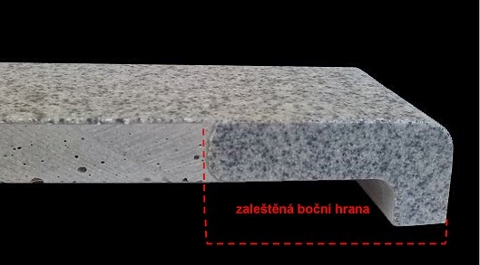 litý mramor-zaleštěná boční hrana